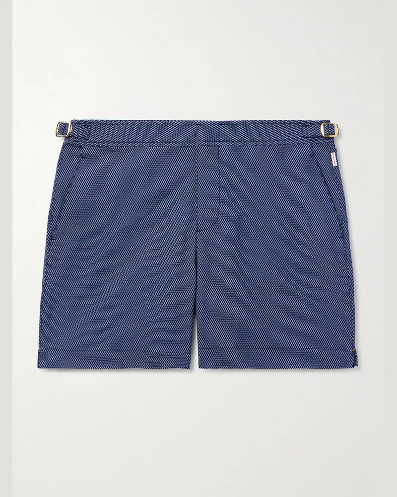 Orlebar Brown Bulldog Straight-Leg Mid-Length Jacquard Swim Shorts Blue