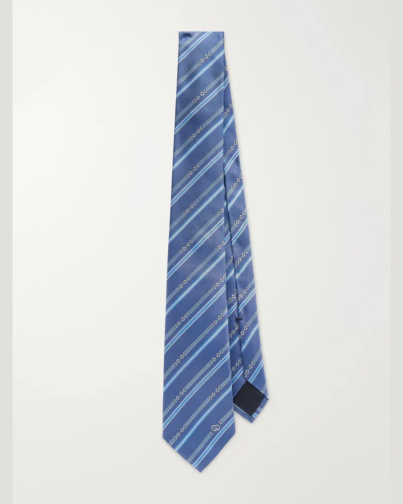 Gucci 7cm Vintage Feeling Logo-Jacquard Silk Tie Blue