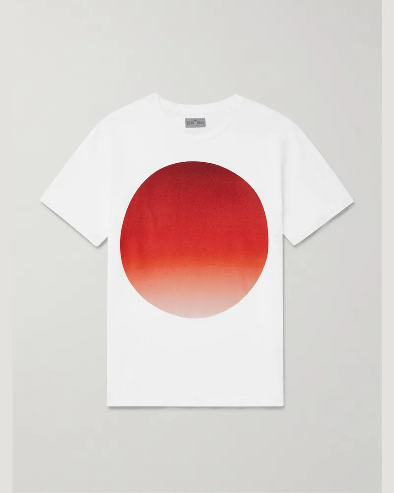 Blue Blue Japan Omaru Gradation Printed Cotton-Jersey T-Shirt White
