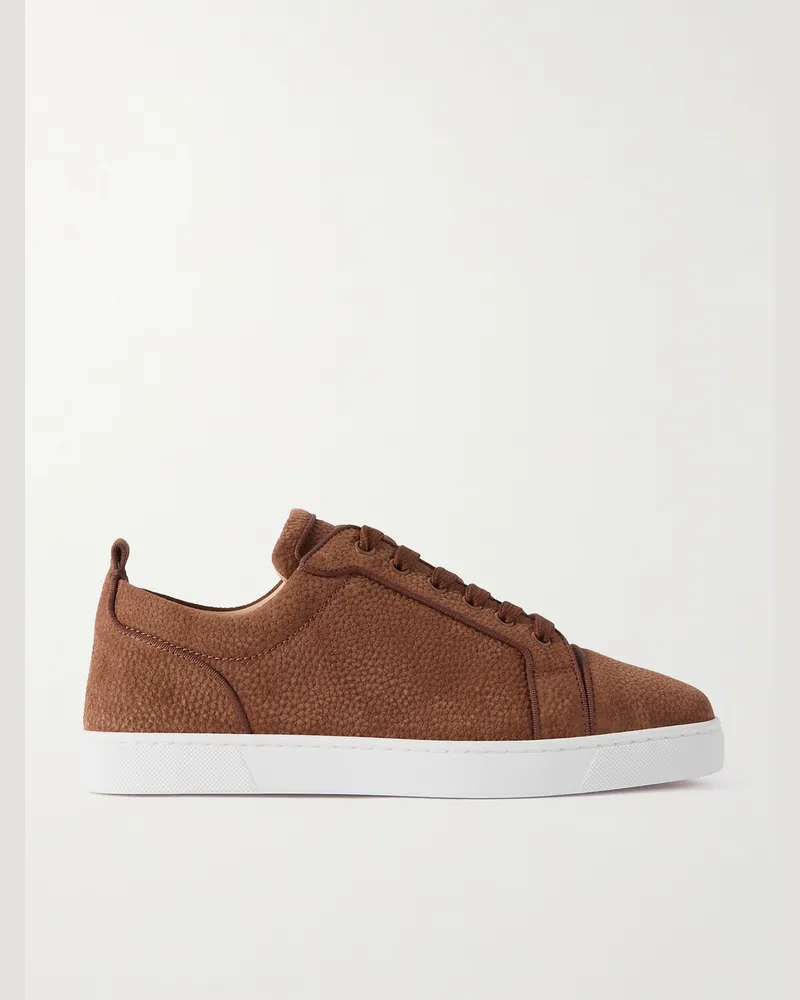 Christian Louboutin Louis Junior Sneakers aus vollnarbigem Veloursleder Braun