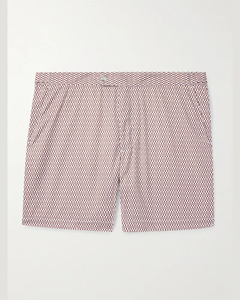 MR P. Straight-Leg Mid-Length Printed Swim Shorts Brown