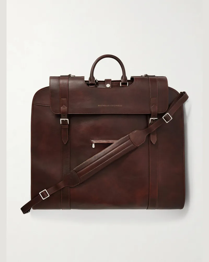 Brunello Cucinelli Kleiderhülle aus Leder Burgunder