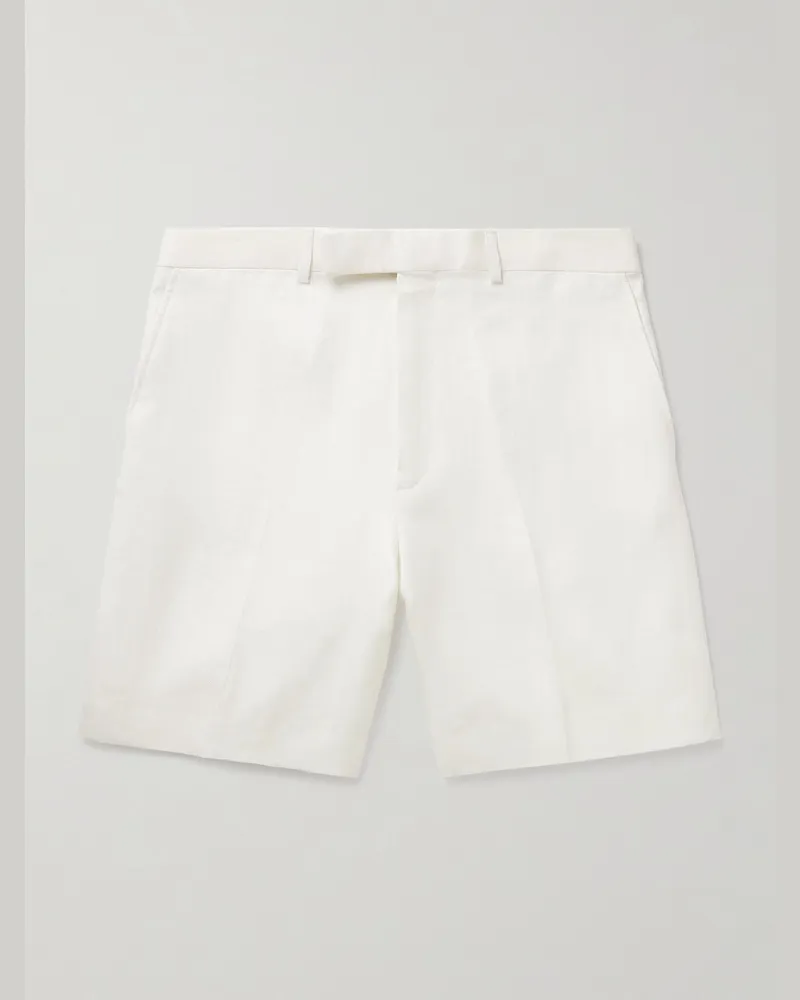 Kingsman Gerade geschnittene Shorts aus Leinen-Twill Weiß