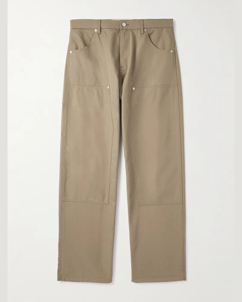 Valentino Garavani Straight-Leg Cotton-Canvas Cargo Trousers Neutrals
