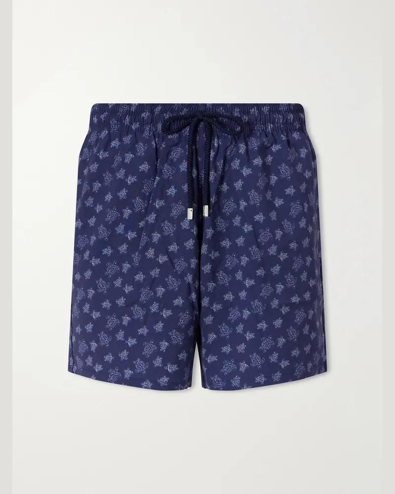 Vilebrequin Moopea Straight-Leg Printed Wool-Fresco Swim Shorts Blue
