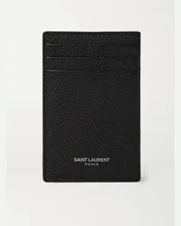 Saint Laurent Pebble-Grain Leather Cardholder with Money Clip Schwarz