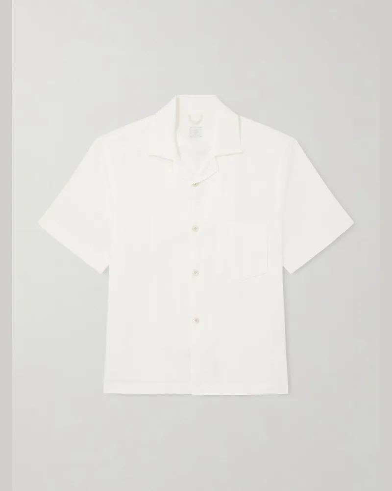 Eleventy Hemd aus Leinen mit Reverskragen Weiß