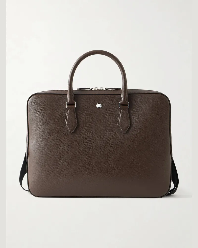 Montblanc Logo-Appliquéd Textured-Leather Briefcase Brown