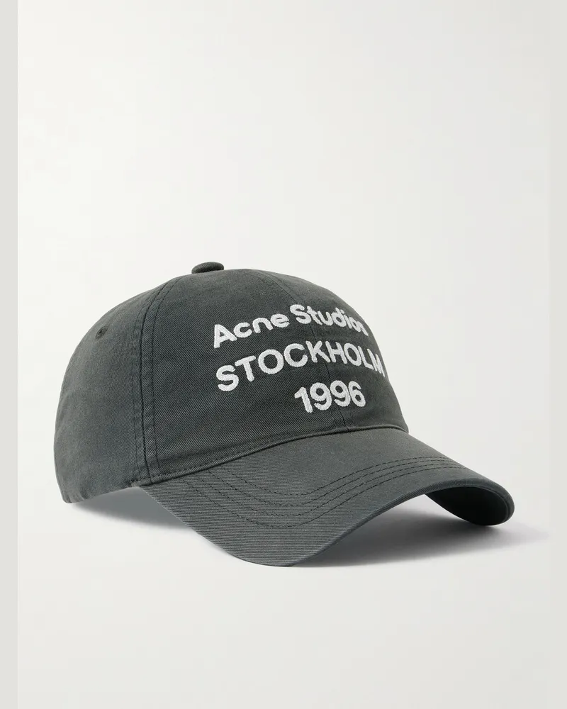 Acne Studios Baseballkappe aus Baumwoll-Twill mit Logostickerei Schwarz