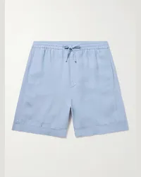 Canali Gerade geschnittene Shorts aus Leinen mit Kordelzugbund Blau