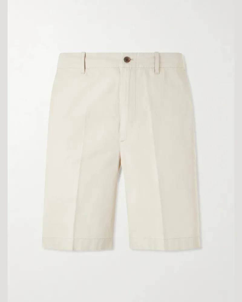 Dunhill Straight-Leg Cotton-Gabardine Shorts Neutrals