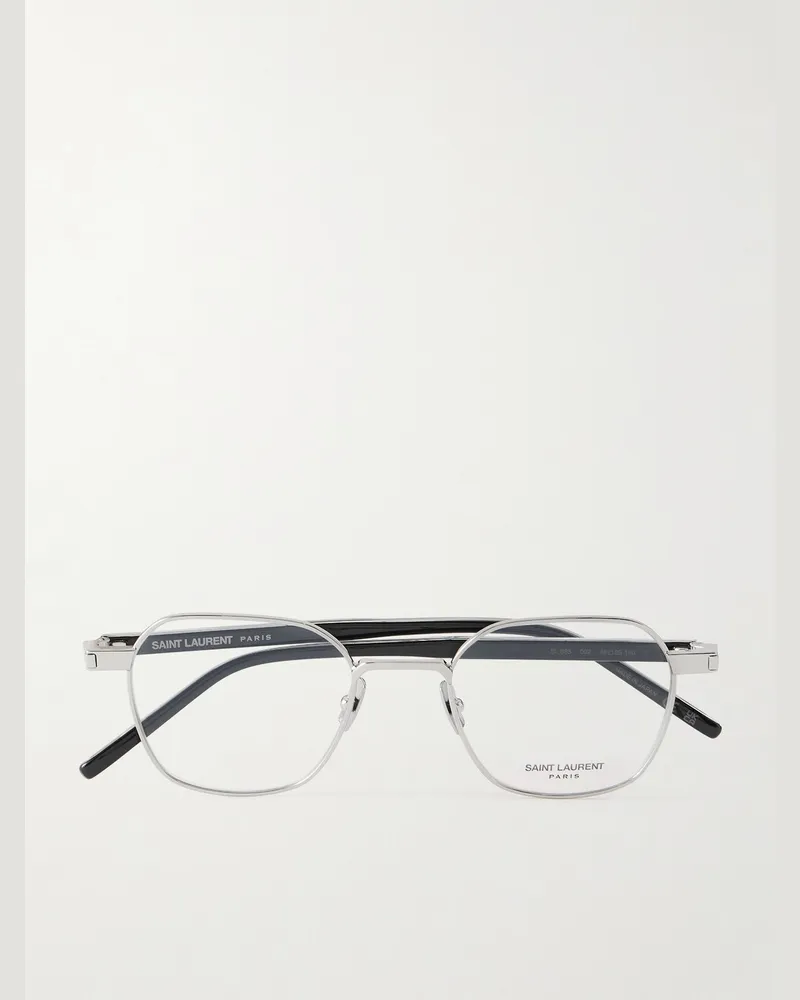Saint Laurent Silberfarbene Brille mit rundem Rahmen Silber