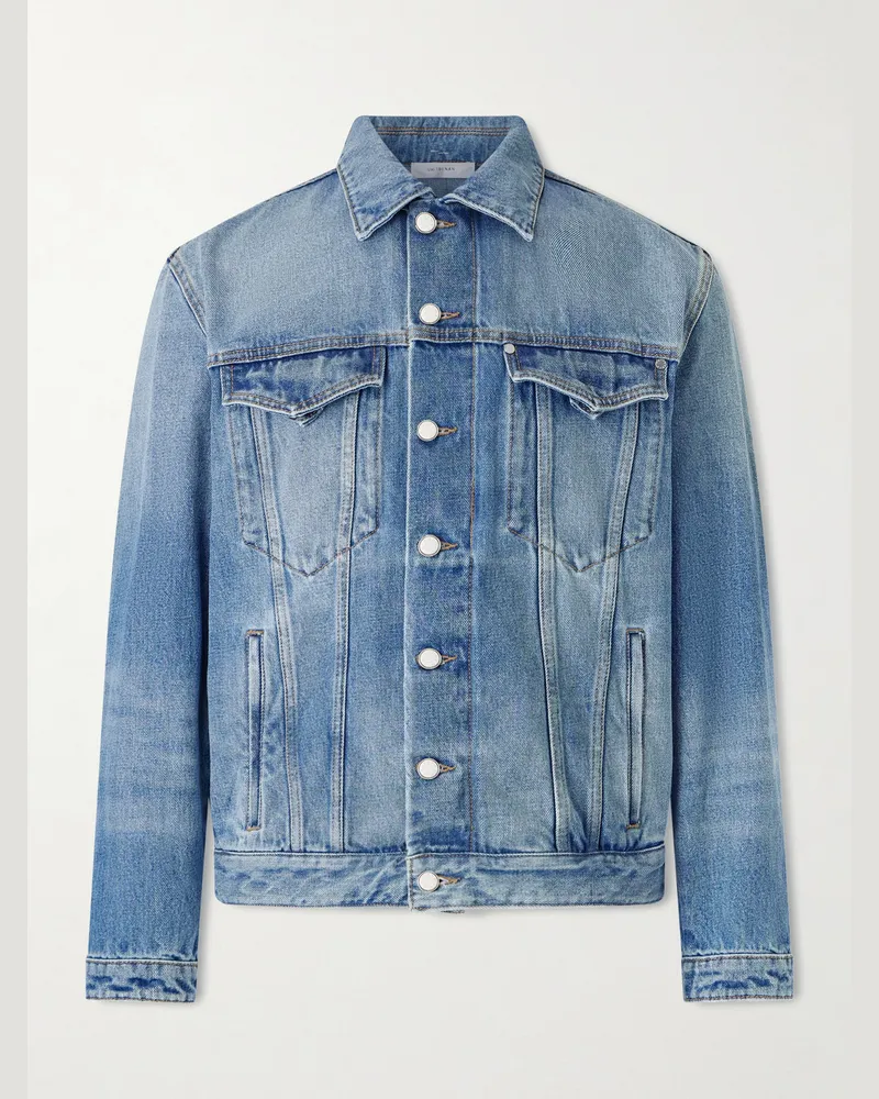 Umit Benan Kevin Jeansjacke aus verwaschenem Denim Blau