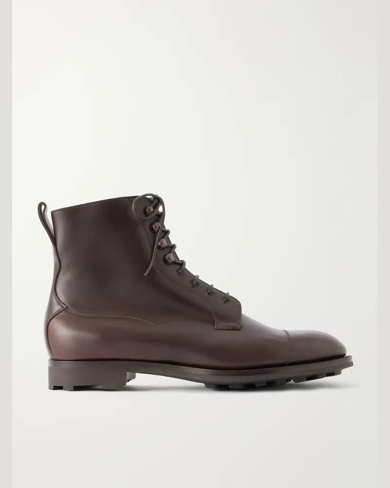 Edward Green Galway Cap-Toe Leather Boots Brown