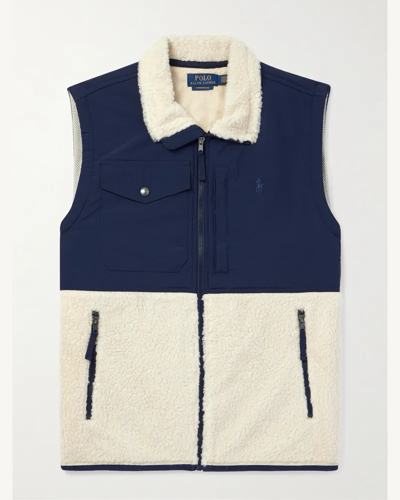 Ralph Lauren Weste aus Shell mit Fleecebesatz und Logostickerei Blau