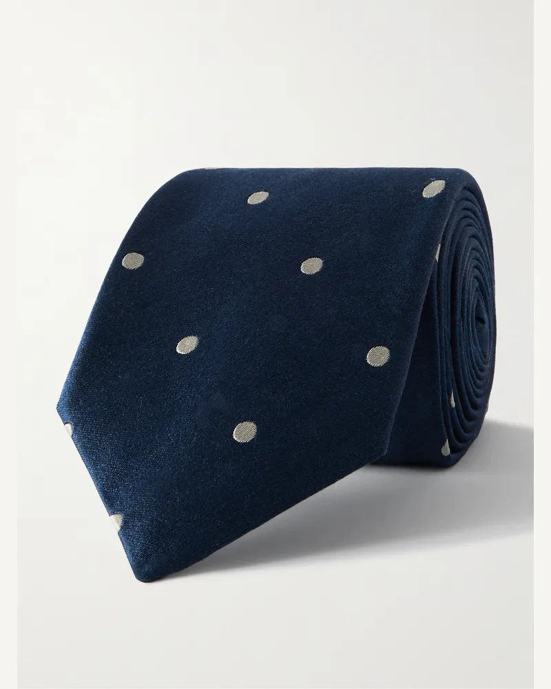 Tom Ford 8cm Polka-Dot Silk-Satin Tie Blue