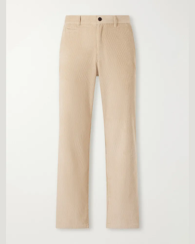 Portuguese Flannel Straight-Leg Cotton-Corduroy Trousers Neutrals