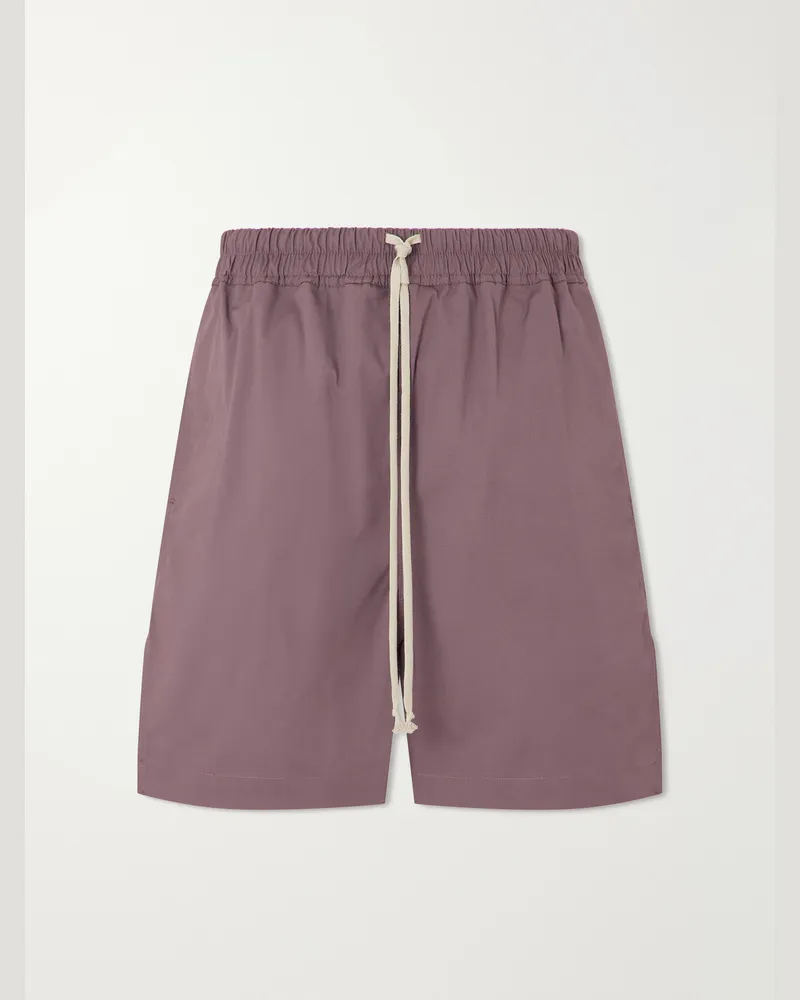 Rick Owens Boxer Straight-Leg Stretch-Cotton Canvas Drawstring Shorts Purple