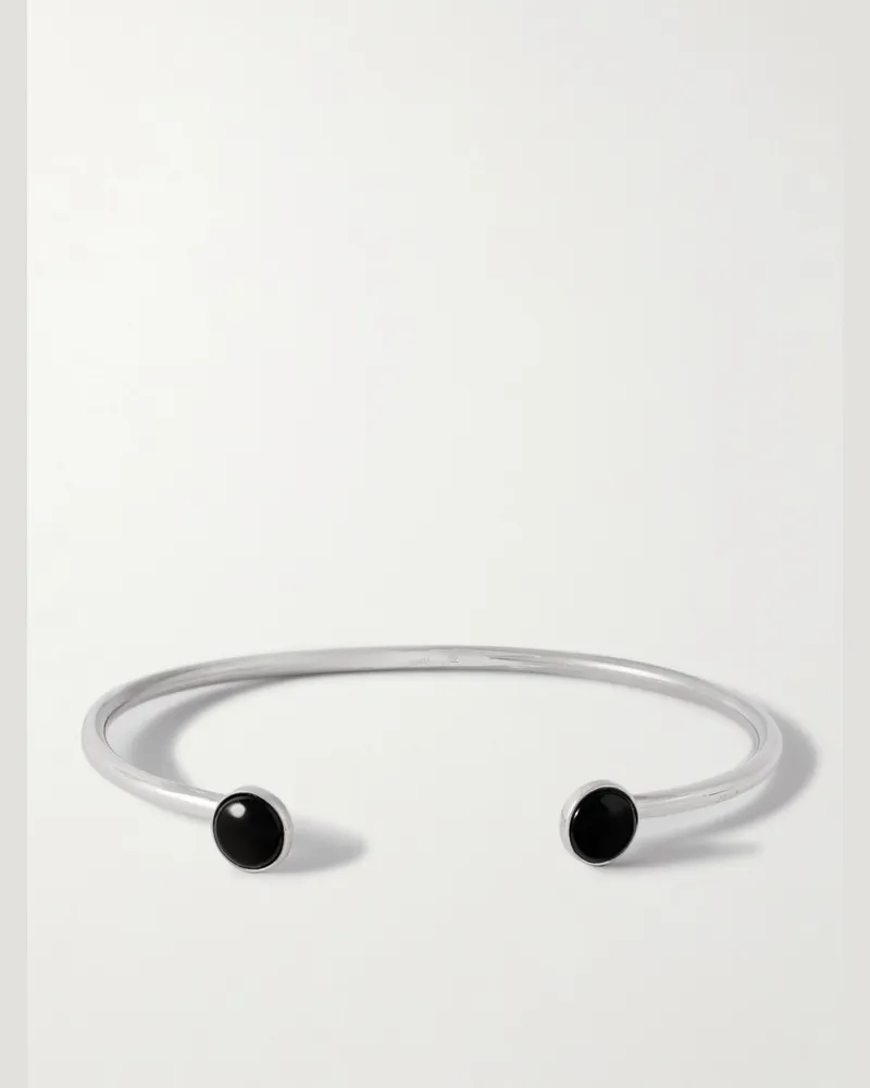 Mikia Sterling Silver Obsidian Cuff Silver