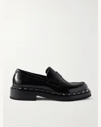 Valentino Garavani Rockstud Loafers aus Glanzleder mit Nieten Schwarz