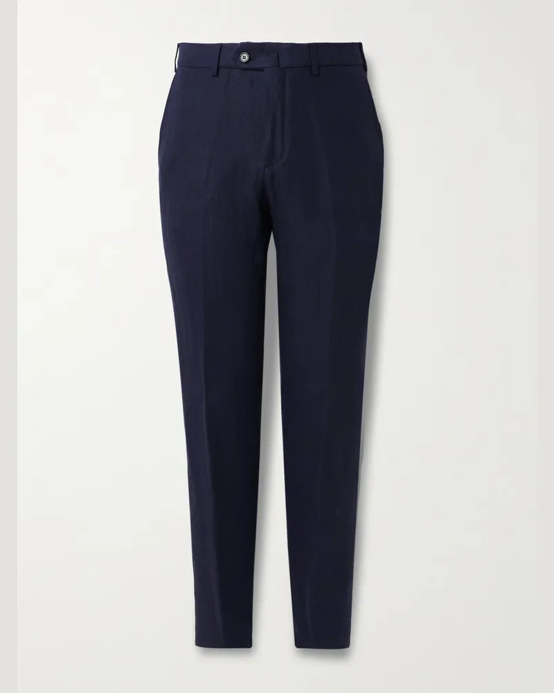 Loro Piana Carlo Straight-Leg Linen Suit Trousers Blue
