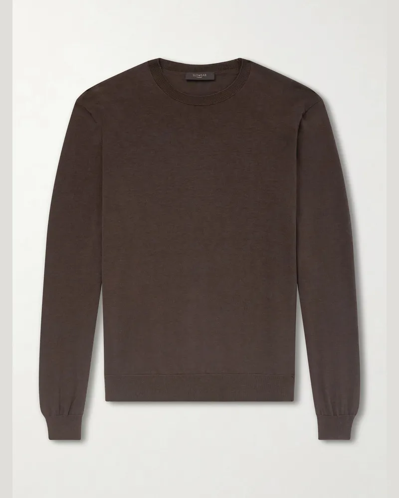 Slowear Cotton and Silk-Blend Sweater Brown