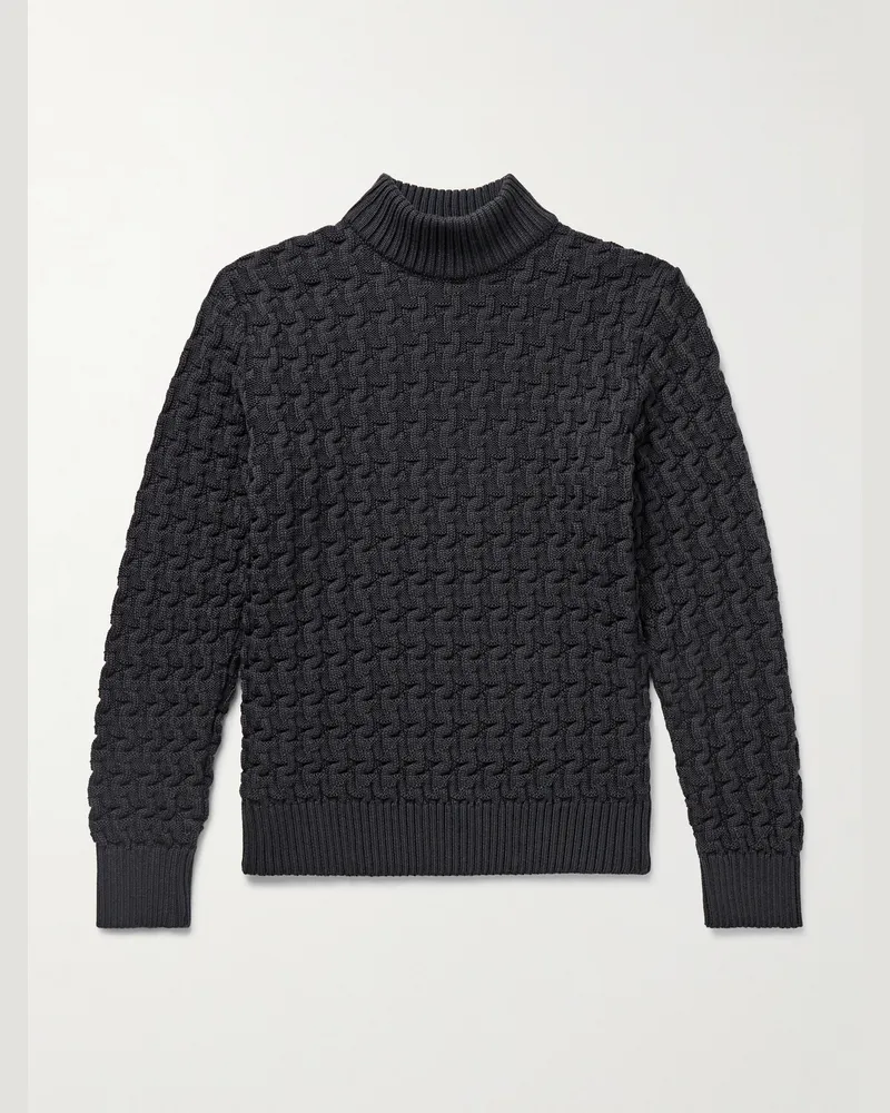 S.N.S Herning Stark Slim-Fit Cable-Knit Merino Wool Sweater Gray