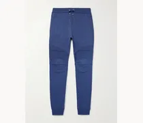 Tapered Logo-Appliquéd Panelled Cotton-Jersey Sweatpants
