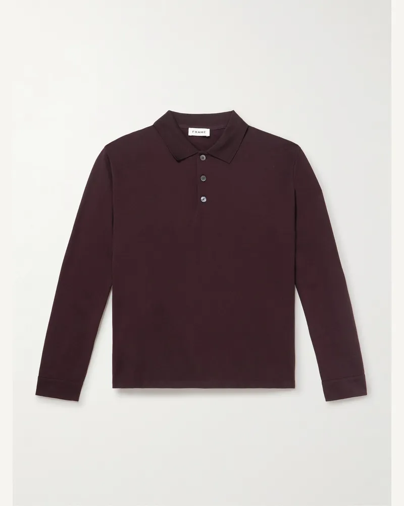 Frame Denim Oberteil aus Piqué aus mercerisierte Baumwolle mit Polokragen Burgunder