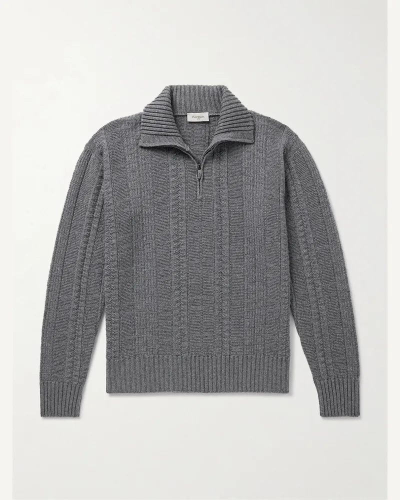 PIACENZA 1733 Textured Cashmere Half-Zip Sweater Gray