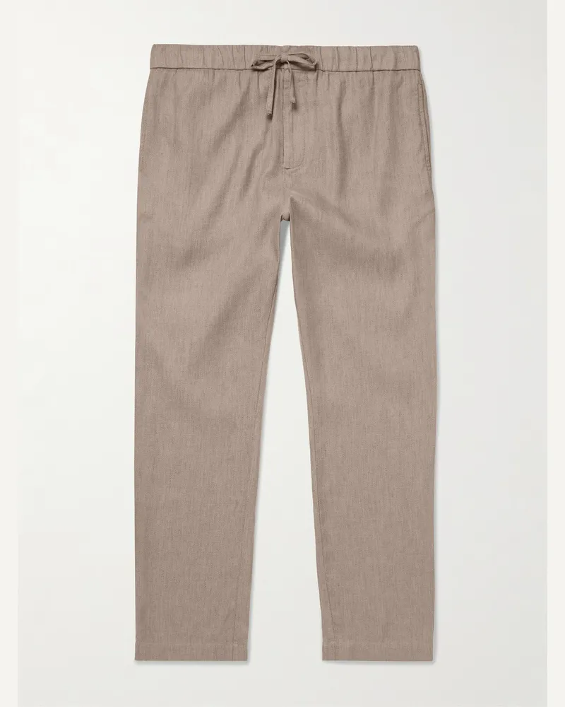 Frescobol Carioca Oscar Straight-Leg Linen and Cotton-Blend Drawstring Trousers Neutrals