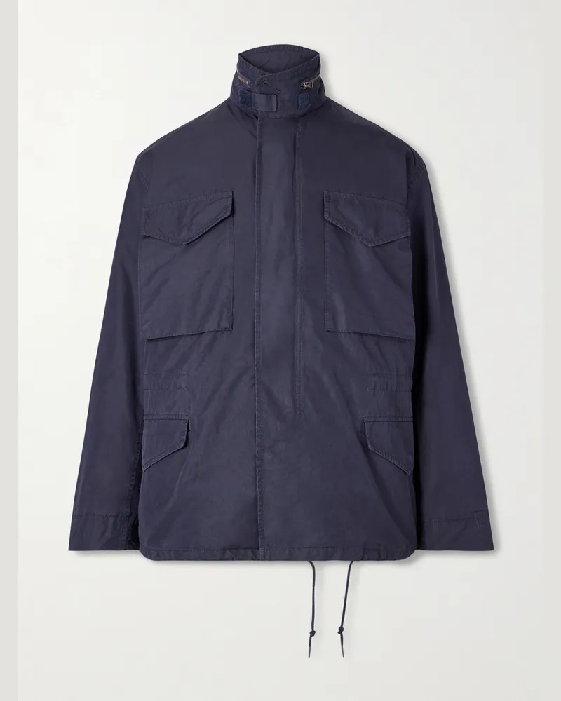 Beams Plus Cotton-Blend Hooded Field Jacket Blue