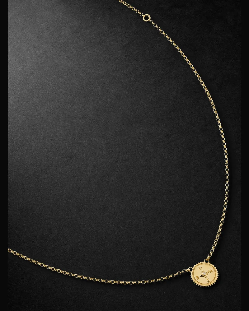 FOUNDRAE Internal Compass Anhängerkette aus 18 Karat Gold mit Diamant Gold