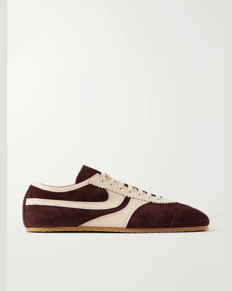 Dries van Noten Leather-Trimmed Suede Sneakers Purple