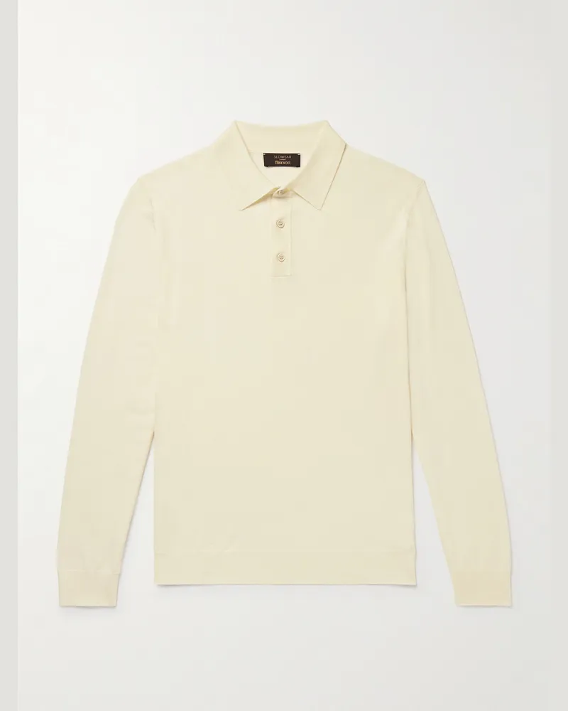 Incotex Zanone schmal geschnittener Pullover aus „Flexwool“-Wolle mit Polokragen Neutral