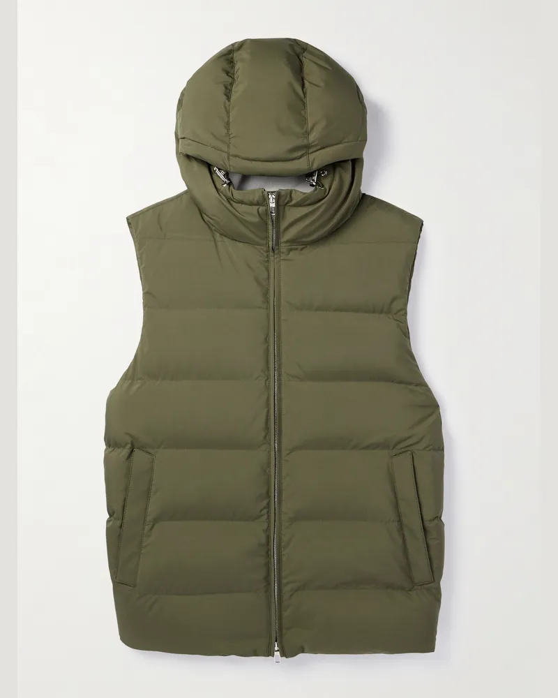 Loro Piana Quilted Padded Shell Hooded Gilet Green
