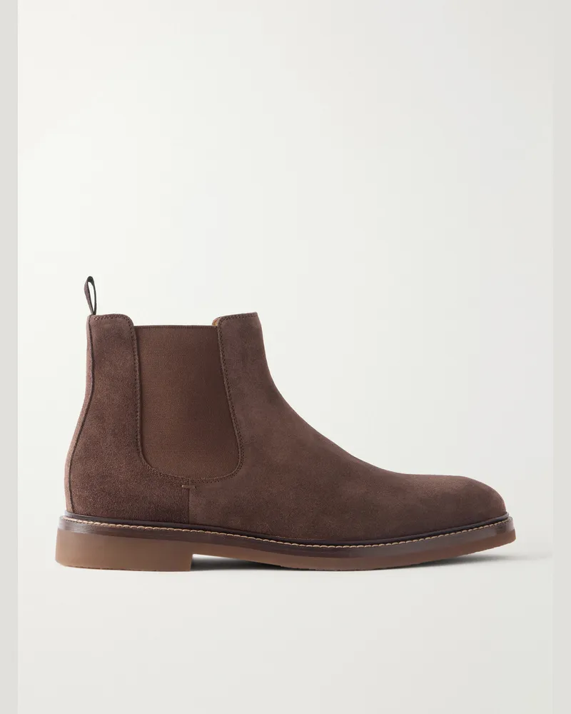 Brunello Cucinelli Suede Chelsea Boots Brown