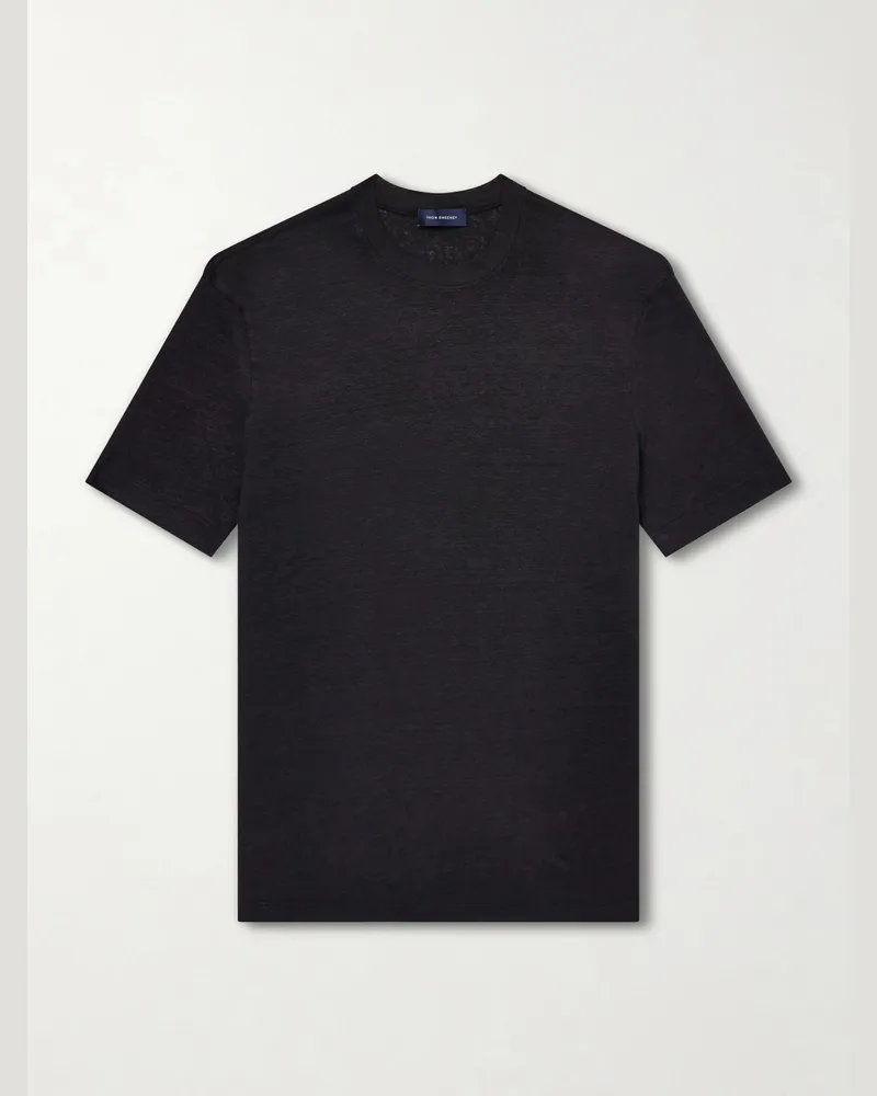 Thom Sweeney Linen T-Shirt Black