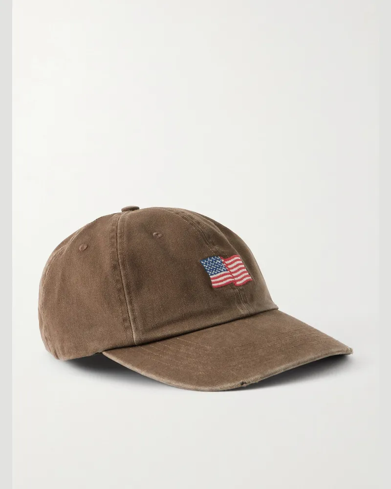 Cherry Los Angeles USA Logo-Embroidered Cotton-Twill Cap Brown