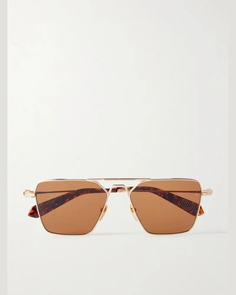 Jacques Marie Mage Nick Fouquet Nellcôte Square Frame Metal Sunglasses Gold