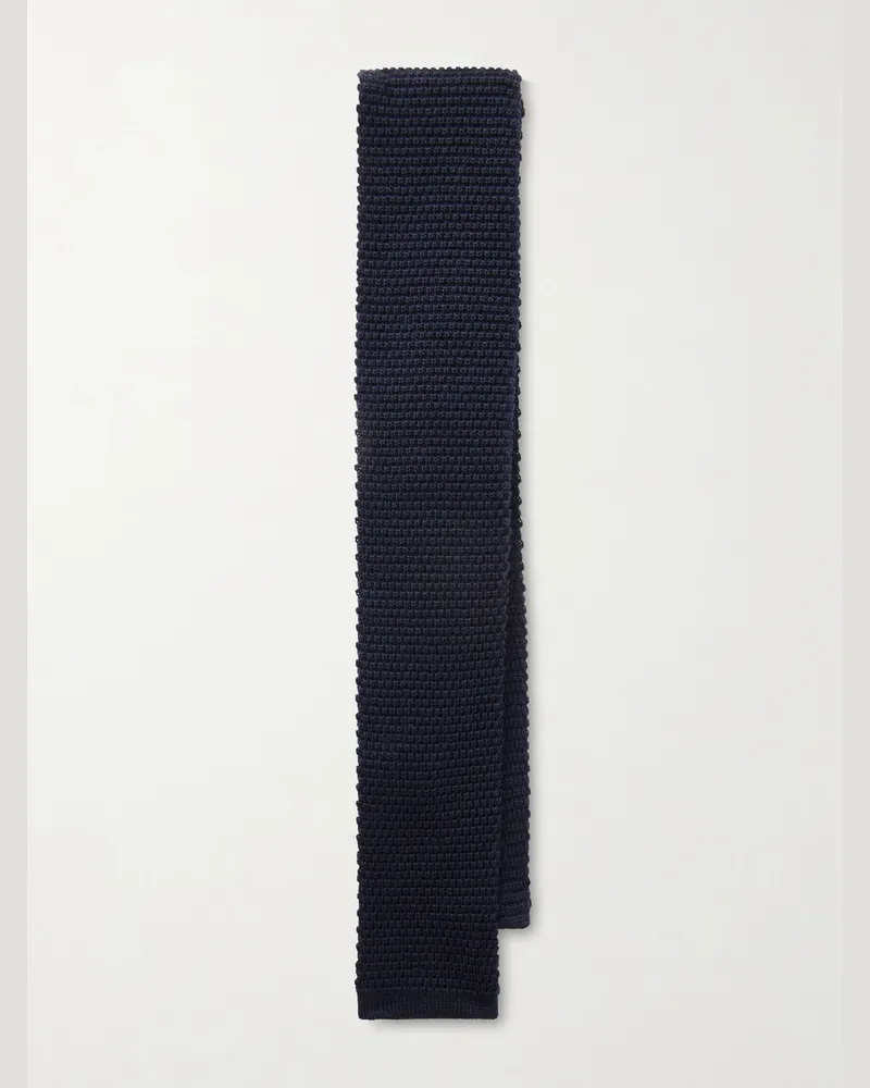 De Bonne Facture Marcel Lassance 6cm Knitted Wool Tie Blue