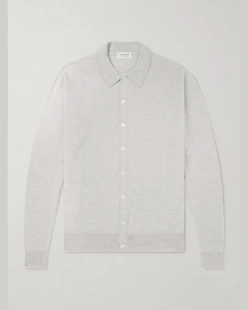 John Smedley Tibor Merino Wool Cardigan Gray