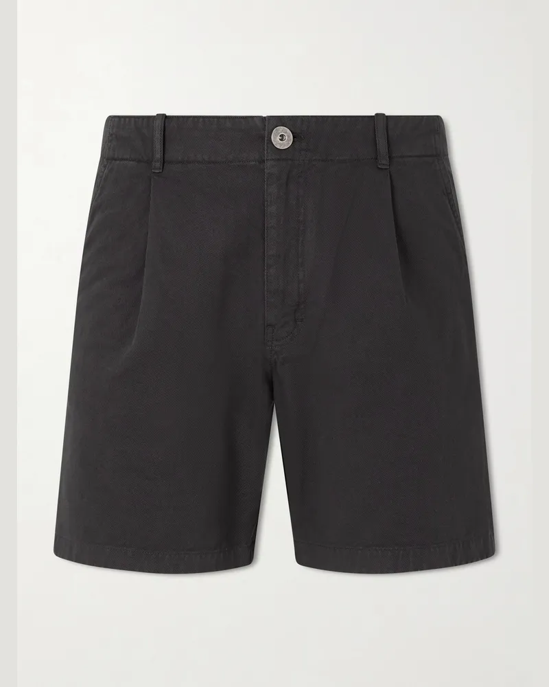 MR P. Wide-Leg Pleated Cotton-Canvas Shorts Gray