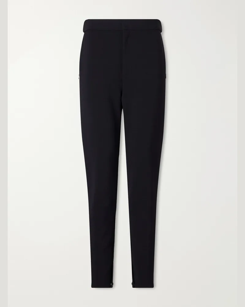 Loewe Tapered Leather-Trimmed Wool-Blend Twill Trousers Black