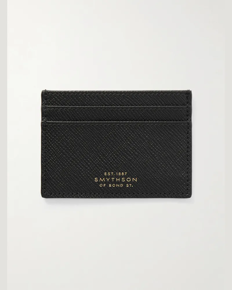 Smythson Kartenetui aus quergemasertem Panama-Leder Schwarz
