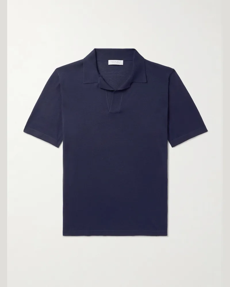 Gabriela Hearst Stendhal Merino Wool Polo Shirt Blue