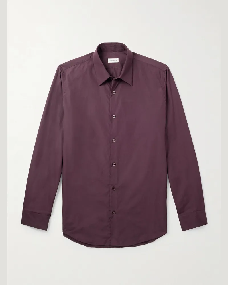 Dries van Noten Hemd aus Baumwollpopeline Burgunder
