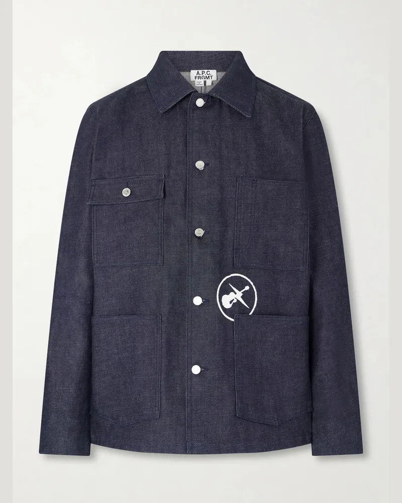 A.P.C. Fragment Printed Denim Jacket Blue