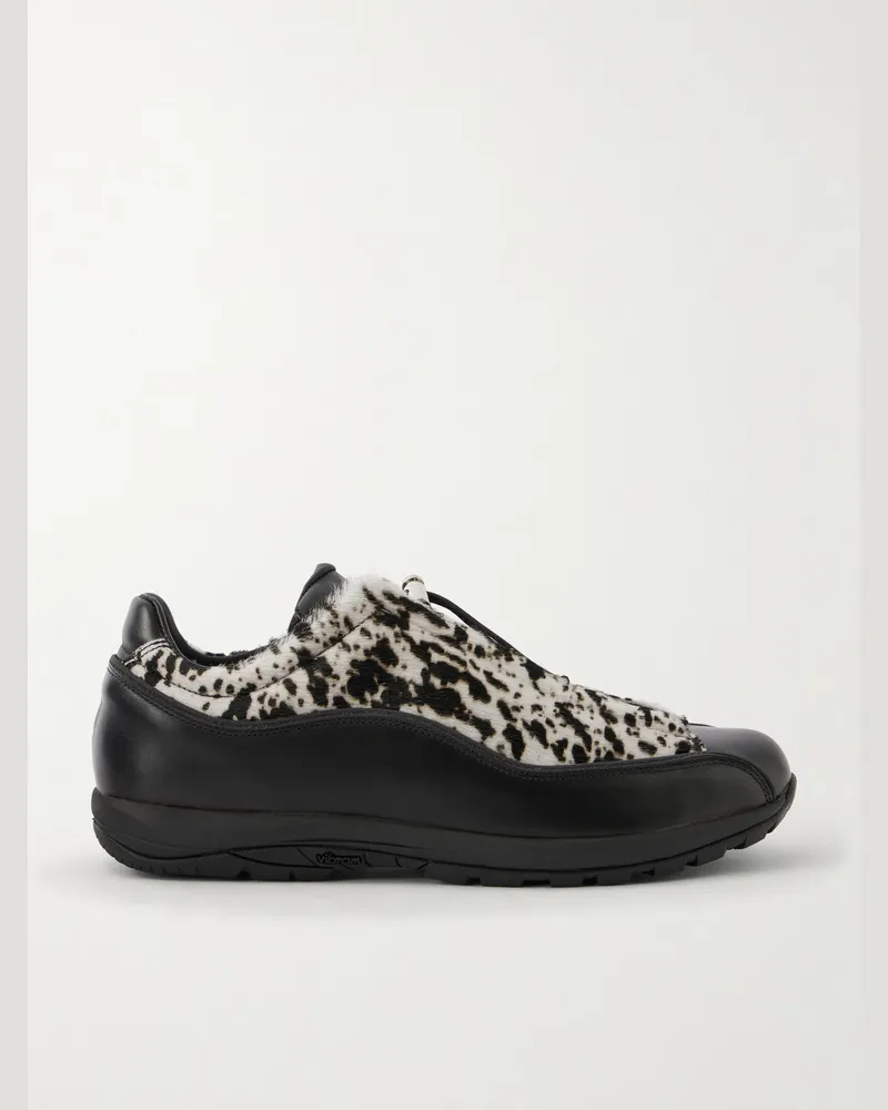 Diemme Licata Leather-Trimmed Calf-Hair Sneakers Black