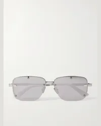 Dior NeoDior S4U stahlgraue Sonnenbrille mit rechteckigem Rahmen Silber